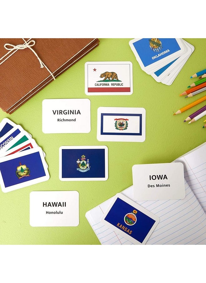 50 Us States And Capitals Flash Cards For Kids (2.5 X 3.5 In)