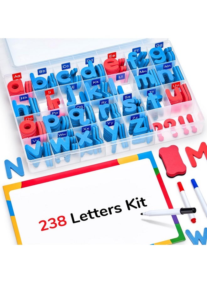 Classroom Magnetic Letters Kit 238 Pcs With Double-Side Magnet Board - Foam Alphabet Letters For Kids Spelling And Learning