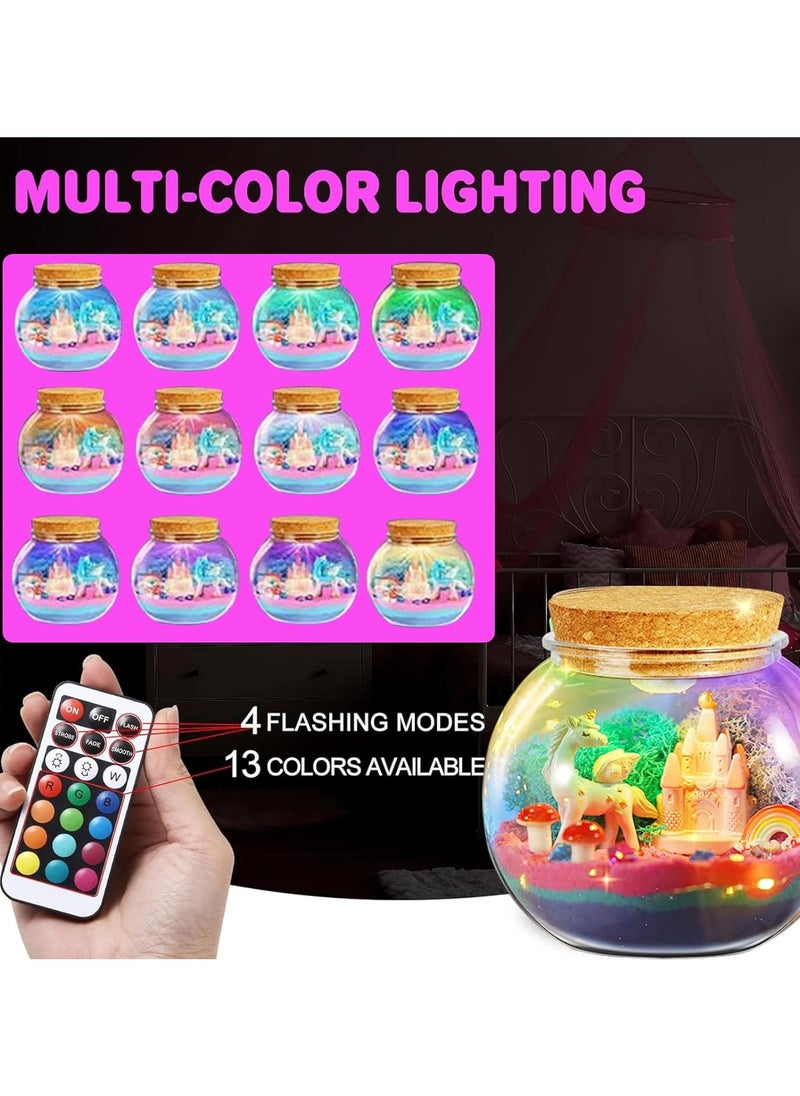 Unicorns Terrarium Gifts for Kids Girls Light Up Terrarium Unicorns Toys for Girls DIY Moon Lamp Arts and Crafts Birthday Gift for Girls Ages 4+ Year Old (Unicorn)