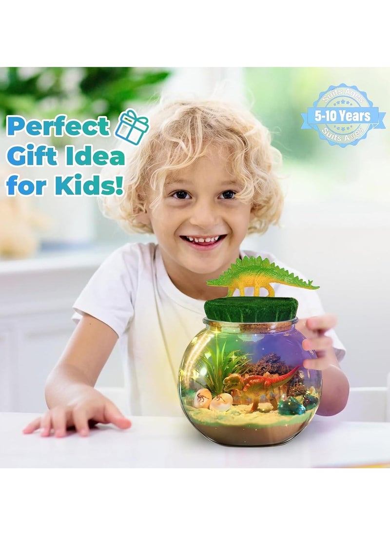 Dinosaur Terrarium Gifts for Kids Girls Light Up Terrarium Dinosaur Toys for Girls DIY Moon Lamp Arts and Crafts Birthday Gift for Girls Ages 4+ Year Old (Dinosaur)