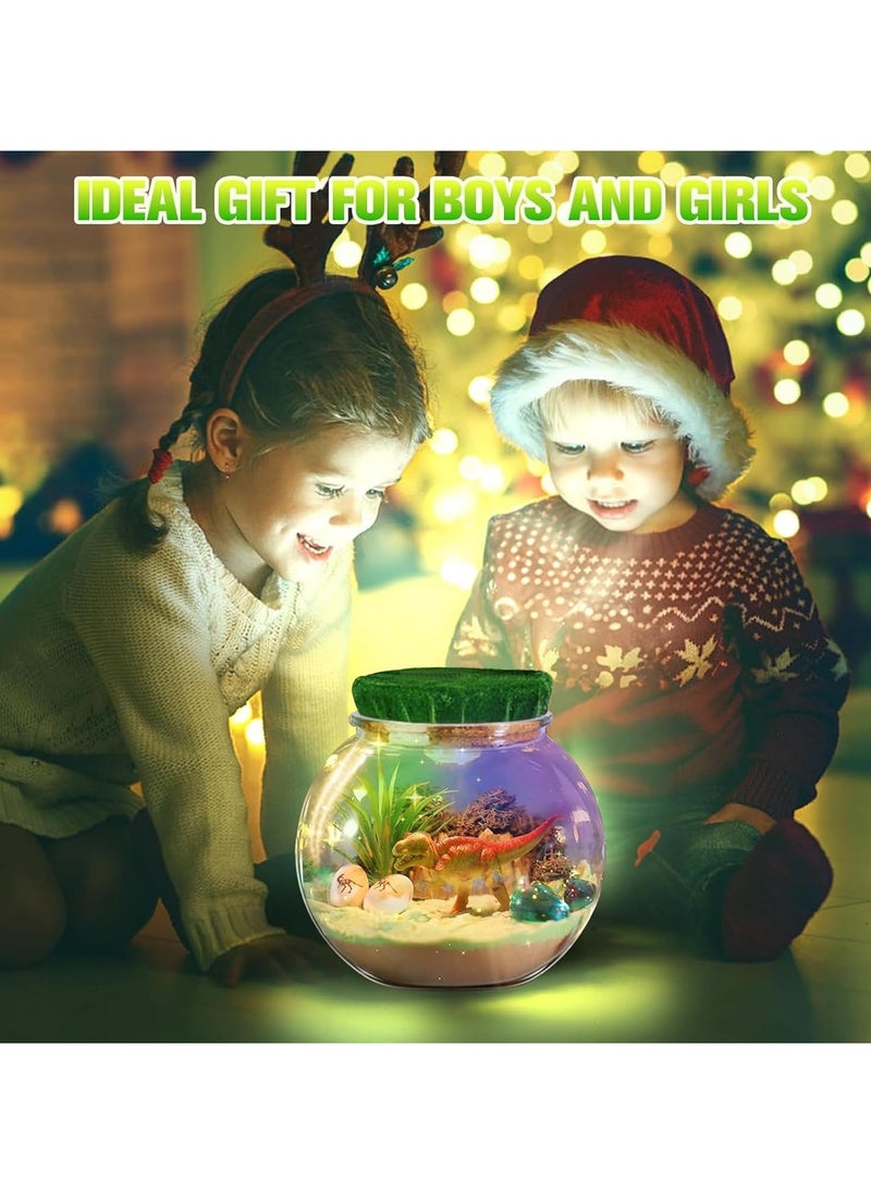 Dinosaur Terrarium Gifts for Kids Girls Light Up Terrarium Dinosaur Toys for Girls DIY Moon Lamp Arts and Crafts Birthday Gift for Girls Ages 4+ Year Old (Dinosaur)