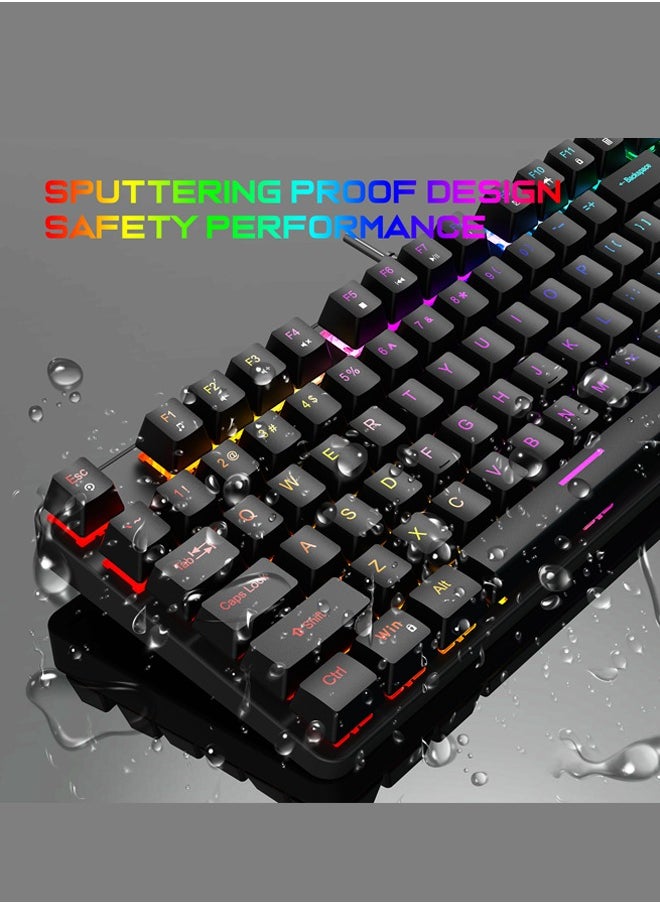 K87 metal wired mechanical gaming e-sports keyboard with RGB backlight ultra compact 61 keys -White