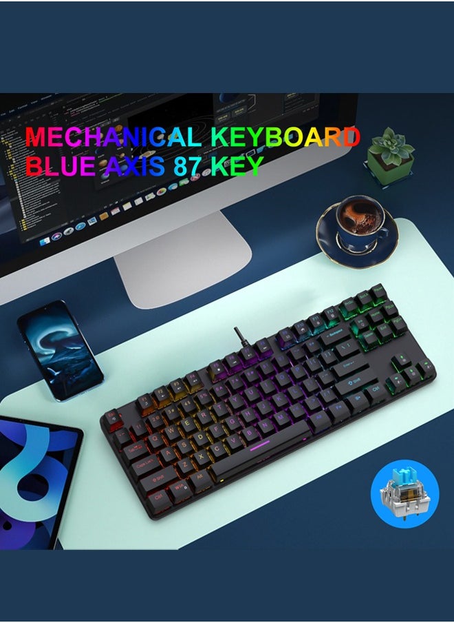 K87 metal wired mechanical gaming e-sports keyboard with RGB backlight ultra compact 61 keys -White