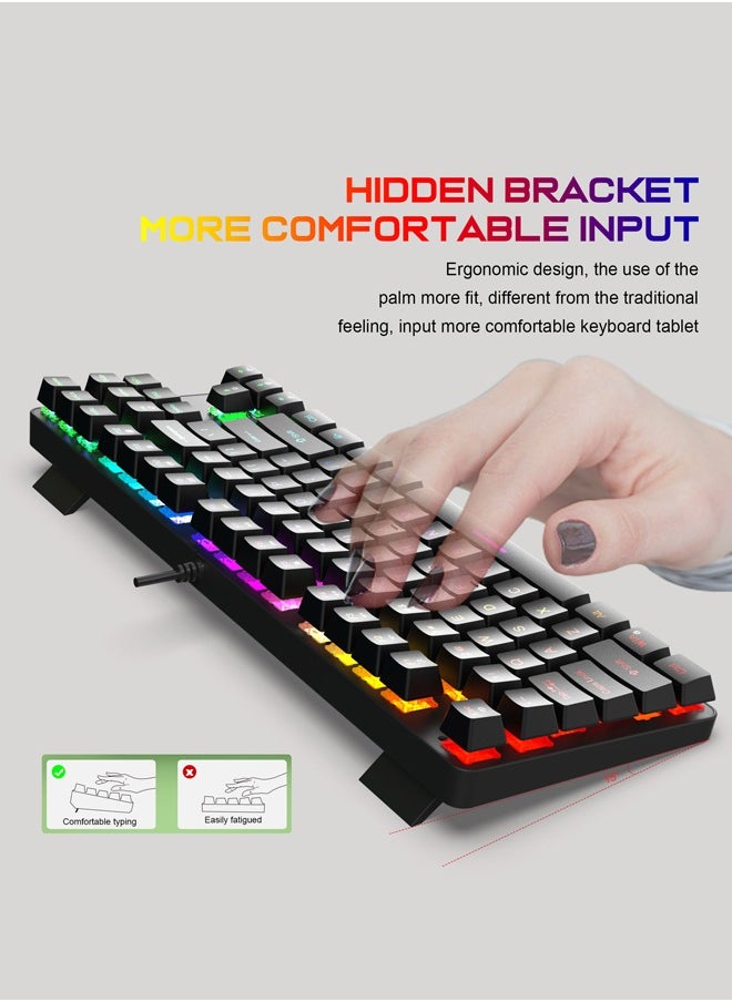 K87 metal wired mechanical gaming e-sports keyboard with RGB backlight ultra compact 61 keys -White