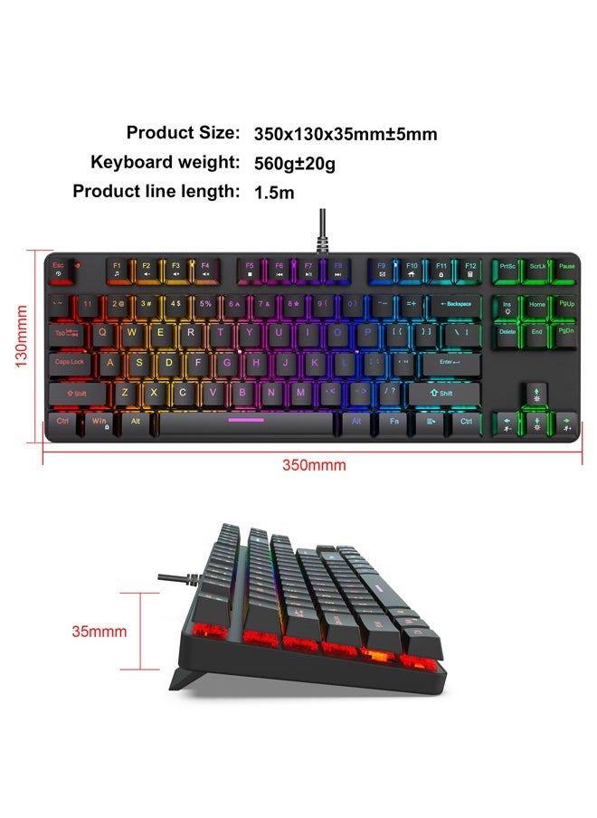 K87 metal wired mechanical gaming e-sports keyboard with RGB backlight ultra compact 61 keys -White