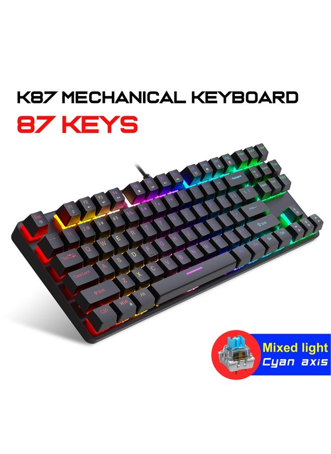 K87 metal wired mechanical gaming e-sports keyboard with RGB backlight ultra compact 61 keys -White