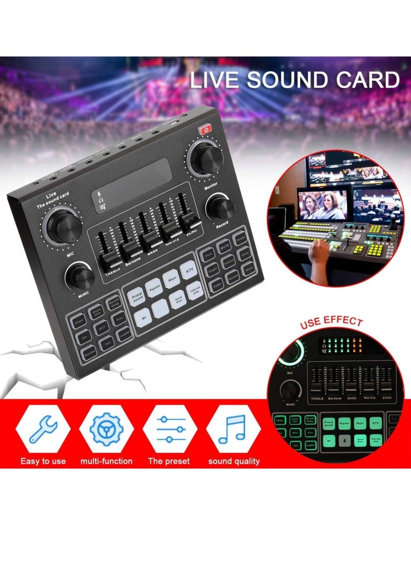 Multifunctional Live V9 Sound Card and BM800 Suspension Microphone Kit – Broadcasting Condenser Microphone Set for Webcasting, Live Streaming, and Audio Recording (For Computers and Mobile)