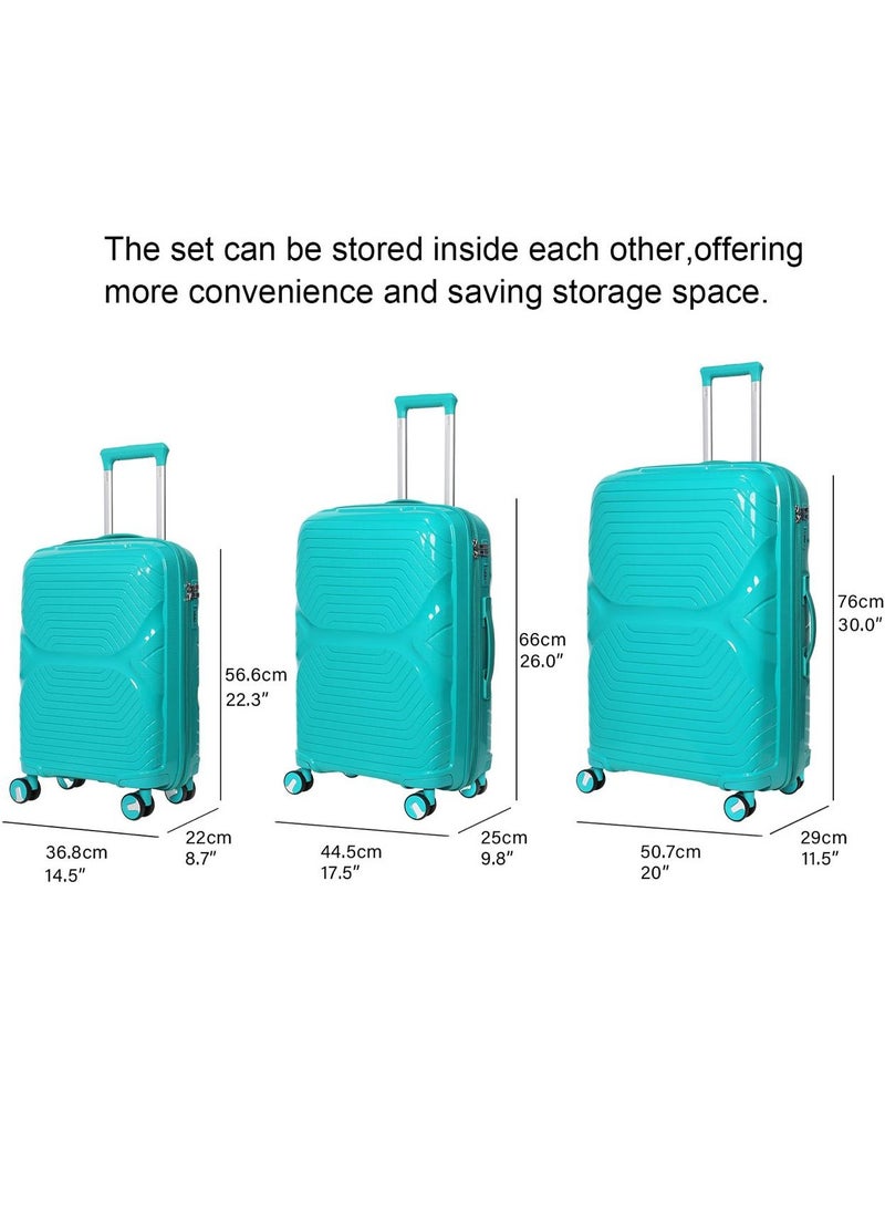 3-Piece Travel Luggage Set Unbreakable Light Weight with 360 Degree Rotation Wheels and Anti Theft Zipper Lock,Size 20/24/28 Inch