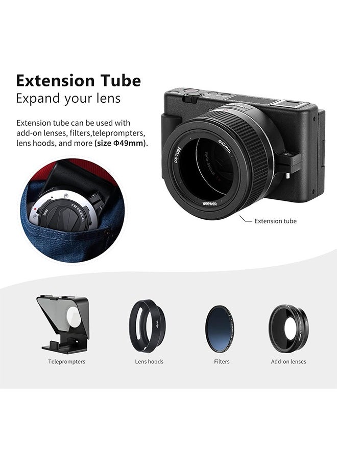 NEEWER Wide Angle Lens Compatible with Sony ZV1 Camera, 2 in 1 18mm HD Wide Angle & 10x Macro Additional Lens with Extension Tube, Bayonet Mount Lens Adapter, Cleaning Cloth (Black Frame)