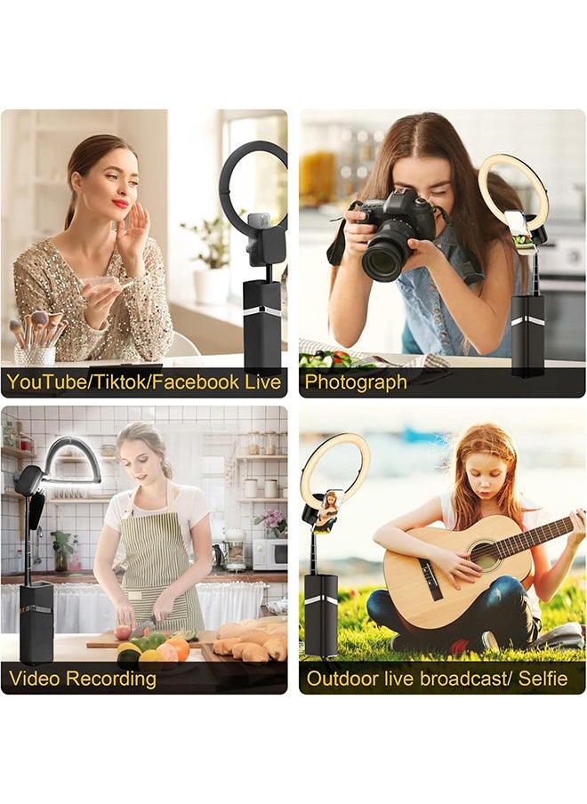 Portable Ring Light with Stand, 4000mAh Battery Operated Cordless 10