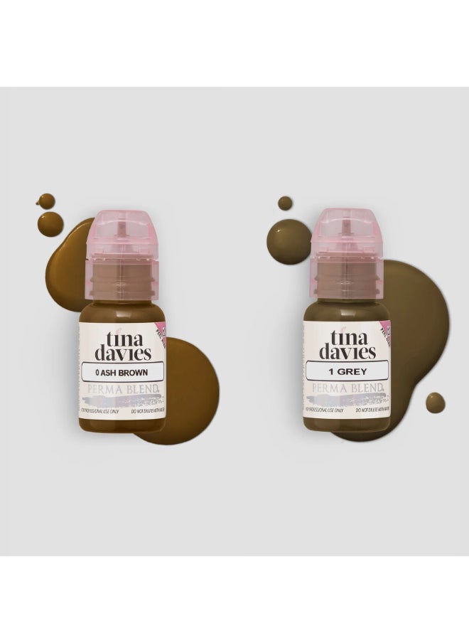 Tina Davies Ink Eyebrow Pigment Collection For Permanent Makeup With True Tone Healing And Color Chart 8X 15Ml