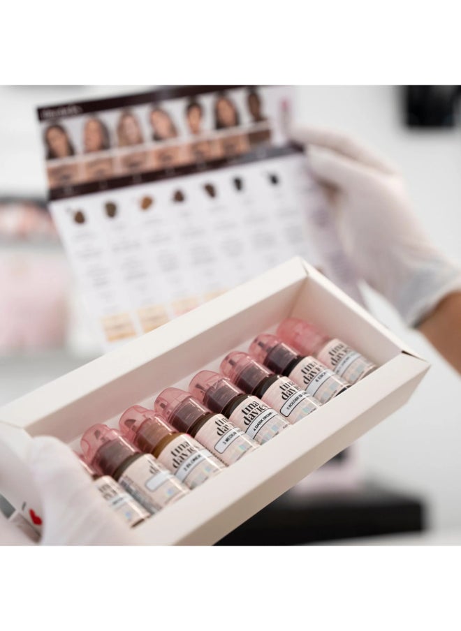 Tina Davies Ink Eyebrow Pigment Collection For Permanent Makeup With True Tone Healing And Color Chart 8X 15Ml