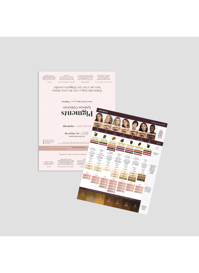 Tina Davies Ink Eyebrow Pigment Collection For Permanent Makeup With True Tone Healing And Color Chart 8X 15Ml