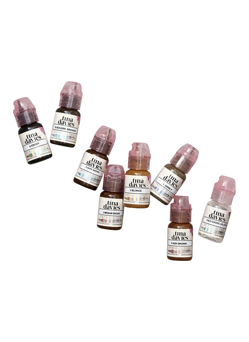 Tina Davies Ink Eyebrow Pigment Collection For Permanent Makeup With True Tone Healing And Color Chart 8X 15Ml