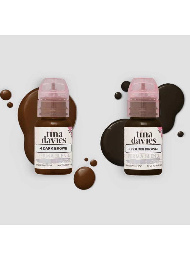Tina Davies Ink Eyebrow Pigment Collection For Permanent Makeup With True Tone Healing And Color Chart 8X 15Ml