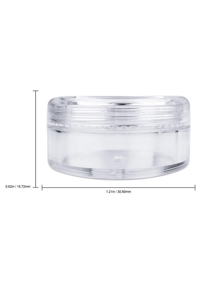 50 New Empty 5 Grams Acrylic Clear Round Jars - Bpa Free Containers For Cosmetic, Lotion, Cream, Makeup, Bead, Eye Shadow, Rhinestone, Samples, Pot, 5G/5Ml (Clear Lid (50 Jars)