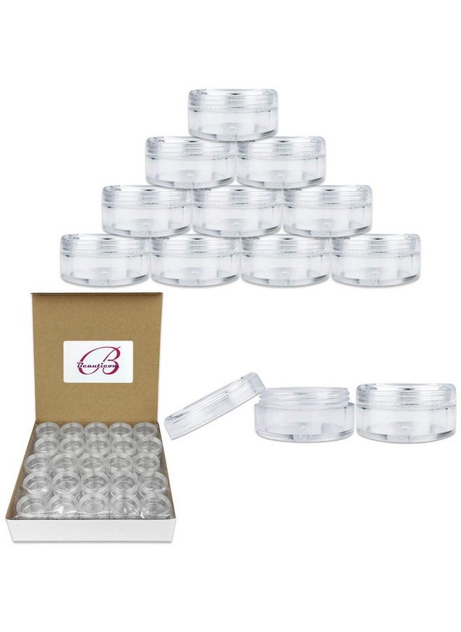 50 New Empty 5 Grams Acrylic Clear Round Jars - Bpa Free Containers For Cosmetic, Lotion, Cream, Makeup, Bead, Eye Shadow, Rhinestone, Samples, Pot, 5G/5Ml (Clear Lid (50 Jars)