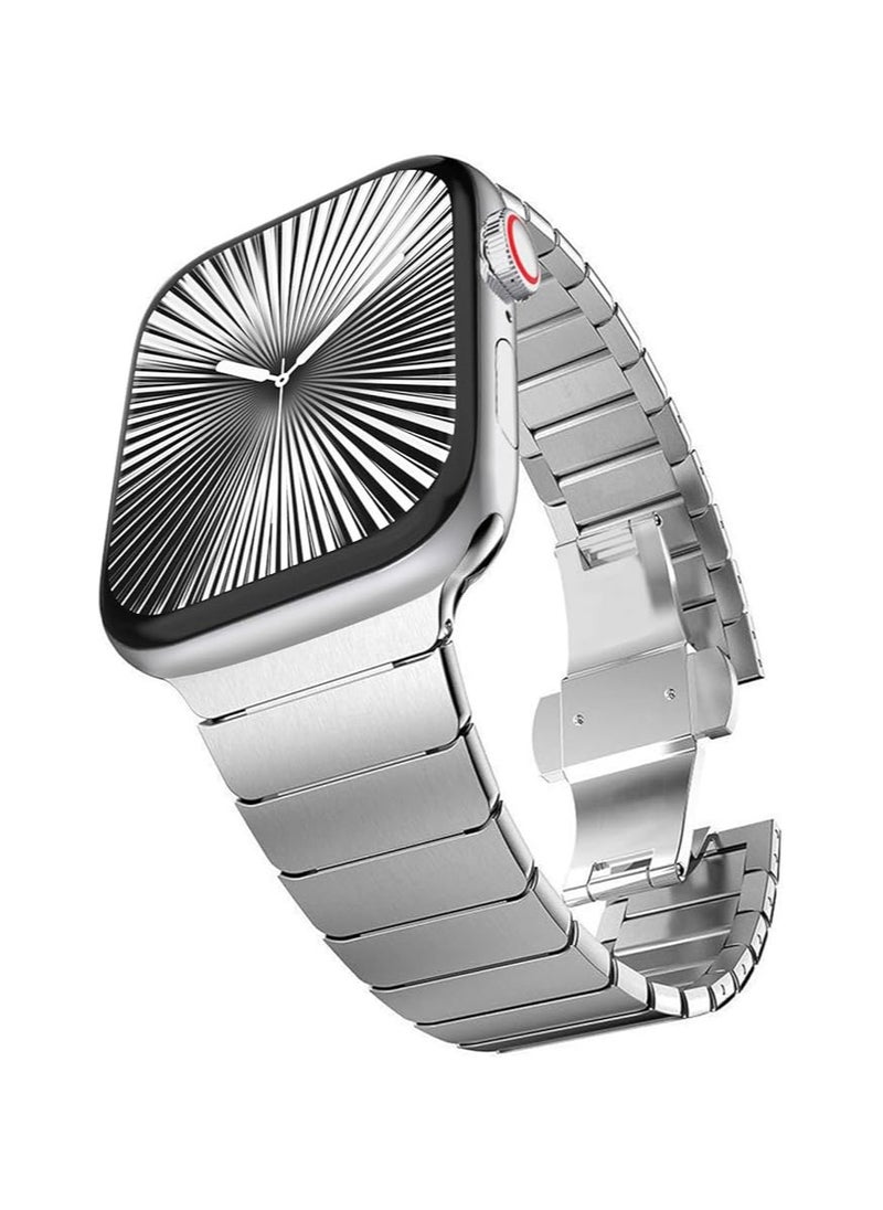 Stainless Steel Strap For iWatch 49mm 46mm 45mm 44mm 42mm, Replacement Band Compatible For Apple Watch Series Ultra 3 | Ultra 2 | Ultra | 10 9 8 7 SE 6 5 4 3 2 1 - Silver