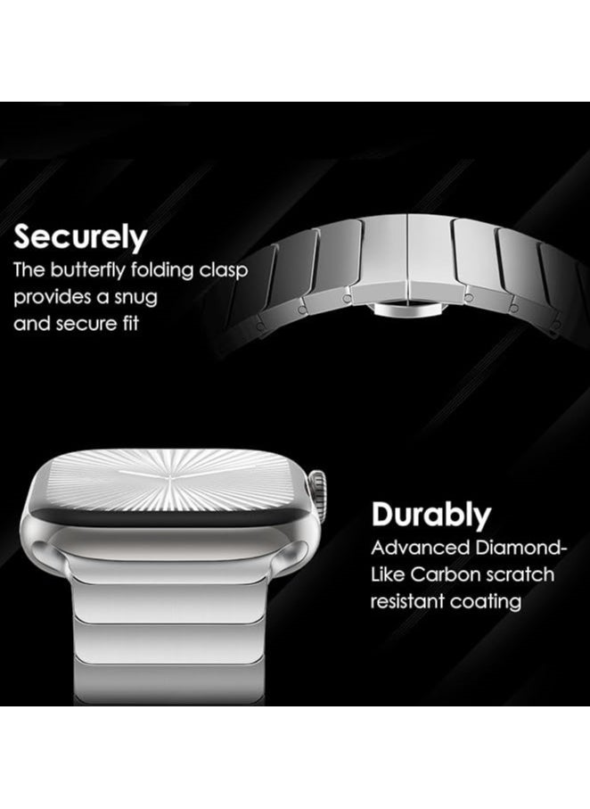 Stainless Steel Strap For iWatch 49mm 46mm 45mm 44mm 42mm, Replacement Band Compatible For Apple Watch Series Ultra 3 | Ultra 2 | Ultra | 10 9 8 7 SE 6 5 4 3 2 1 - Silver