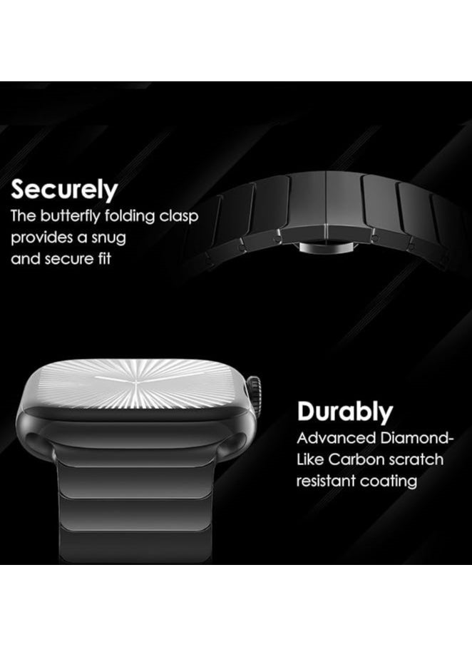 Stainless Steel Strap For iWatch 49mm 46mm 45mm 44mm 42mm, Replacement Band Compatible For Apple Watch Series Ultra 3 | Ultra 2 | Ultra | 10 9 8 7 SE 6 5 4 3 2 1 - Black