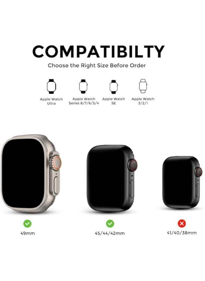 Stainless Steel Strap For iWatch 49mm 46mm 45mm 44mm 42mm, Replacement Metal Band Compatible For Apple Watch Series Ultra 3 | Ultra 2 | Ultra | 10 9 8 7 SE 6 5 4 3 2 1 - Black