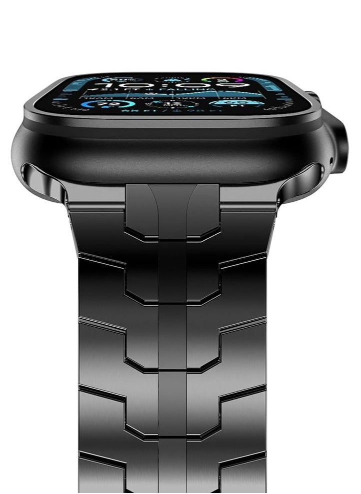 Stainless Steel Strap For iWatch 49mm 46mm 45mm 44mm 42mm, Replacement Band Compatible For Apple Watch Series Ultra 3 | Ultra 2 | Ultra | 10 9 8 7 SE 6 5 4 3 2 1 - Black