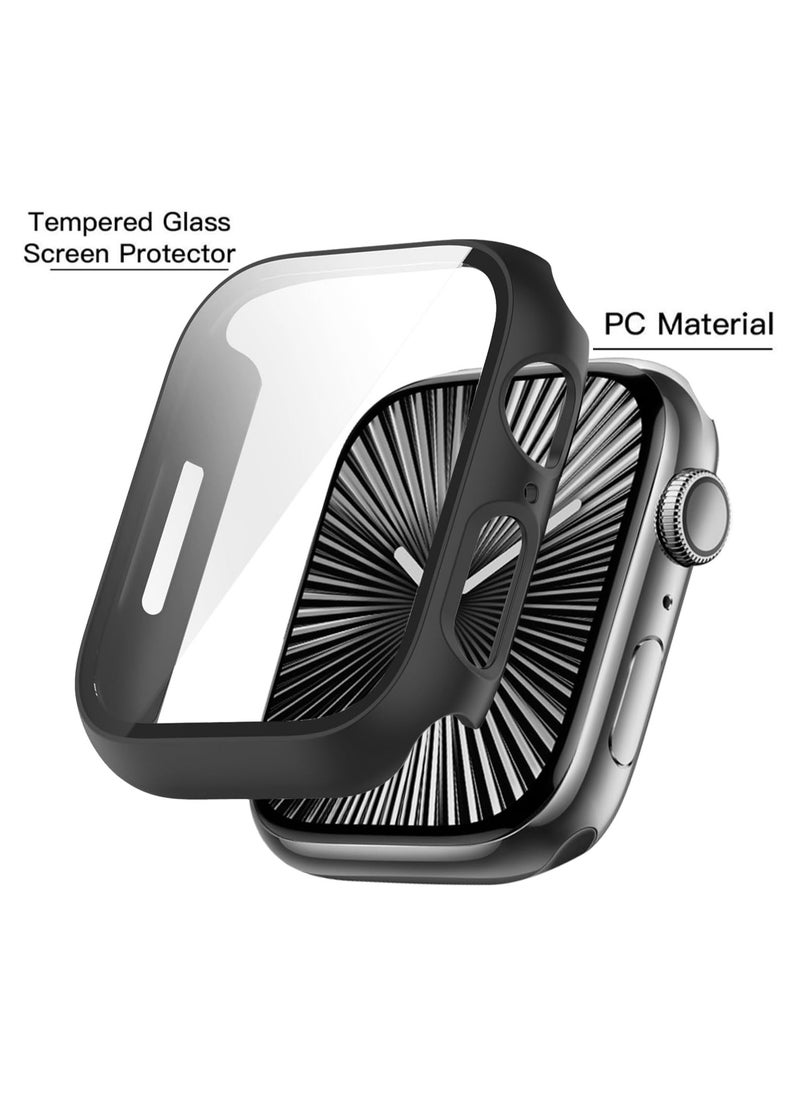 (3 Pack) Case Compatible with Apple Watch Series 10-46mm, Built-in Thin HD Tempered Glass Screen Protector Overall Cover Replacement for iwatch S10 2024 (Black)