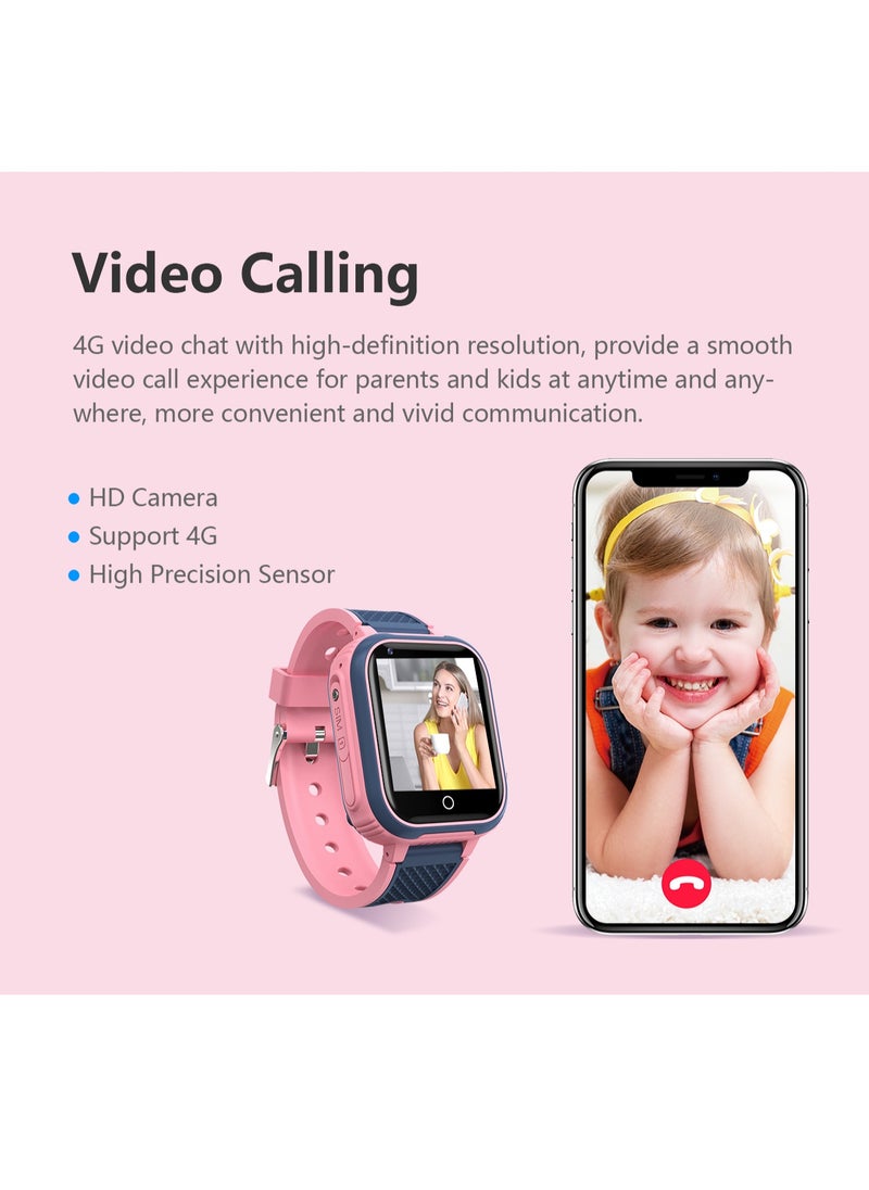 LT21 4G Smart Watch Kids GPS WIFI Video Call SOS IP67 Waterproof Child Smartwatch Camera Monitor Tracker Location Phone Watch(Pink)