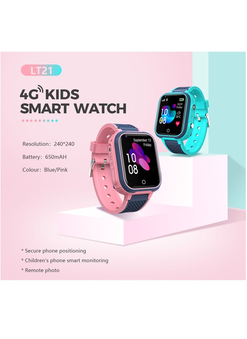 LT21 4G Smart Watch Kids GPS WIFI Video Call SOS IP67 Waterproof Child Smartwatch Camera Monitor Tracker Location Phone Watch(Pink)