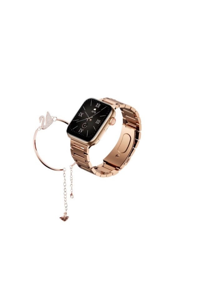 Haino Teko G9 Mini Rose Gold Edition Ladies Smart Watch with Three Set Strap and Stylish Bracelet Combo