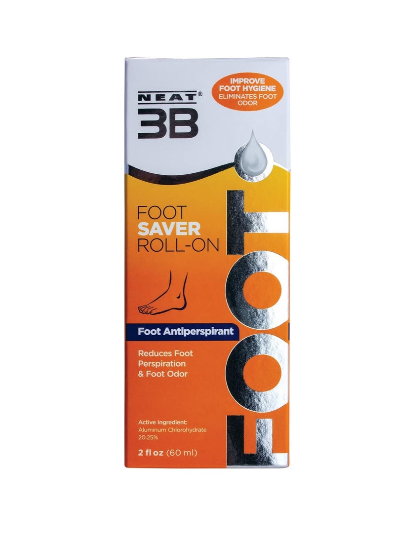 Neat Feat 3B Foot Saver Roll-On Antiperspirant for Feet, 2.0 Fluid Ounces