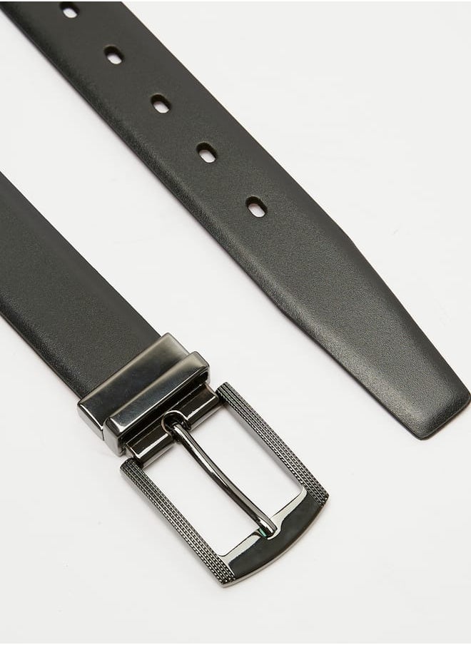 Men's Solid Waist Belt with Pin Buckle Closure