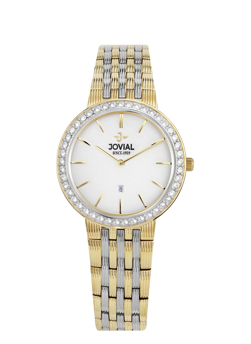 JOVIAL 1202LTMQ01ZE  Women's Fashion Stainless Steel Watch, 28mm,White