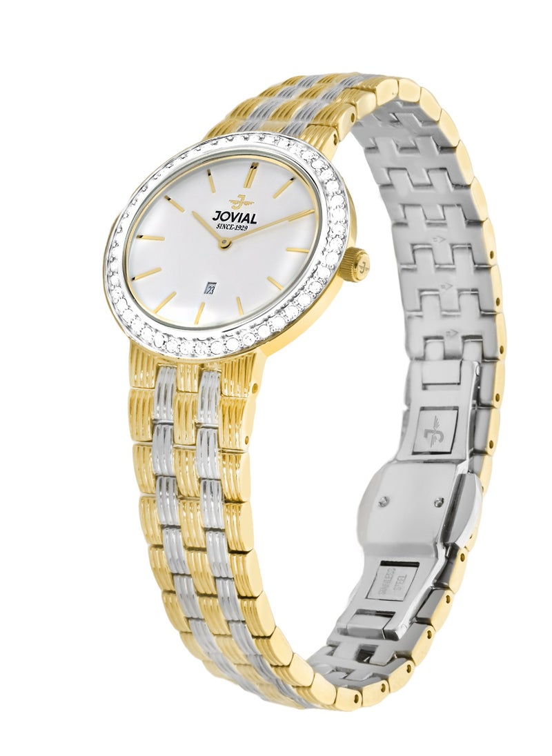 JOVIAL 1202LTMQ01ZE  Women's Fashion Stainless Steel Watch, 28mm,White