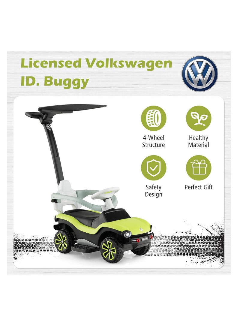 Ride on Push Car, 3 in 1 Licensed ID. Buggy Stroller Sliding Walking Car with Sun Canopy, Adjustable Handle, Guardrails, Foot-to-Floor Toy for 12-36 Months (Volkswagen)