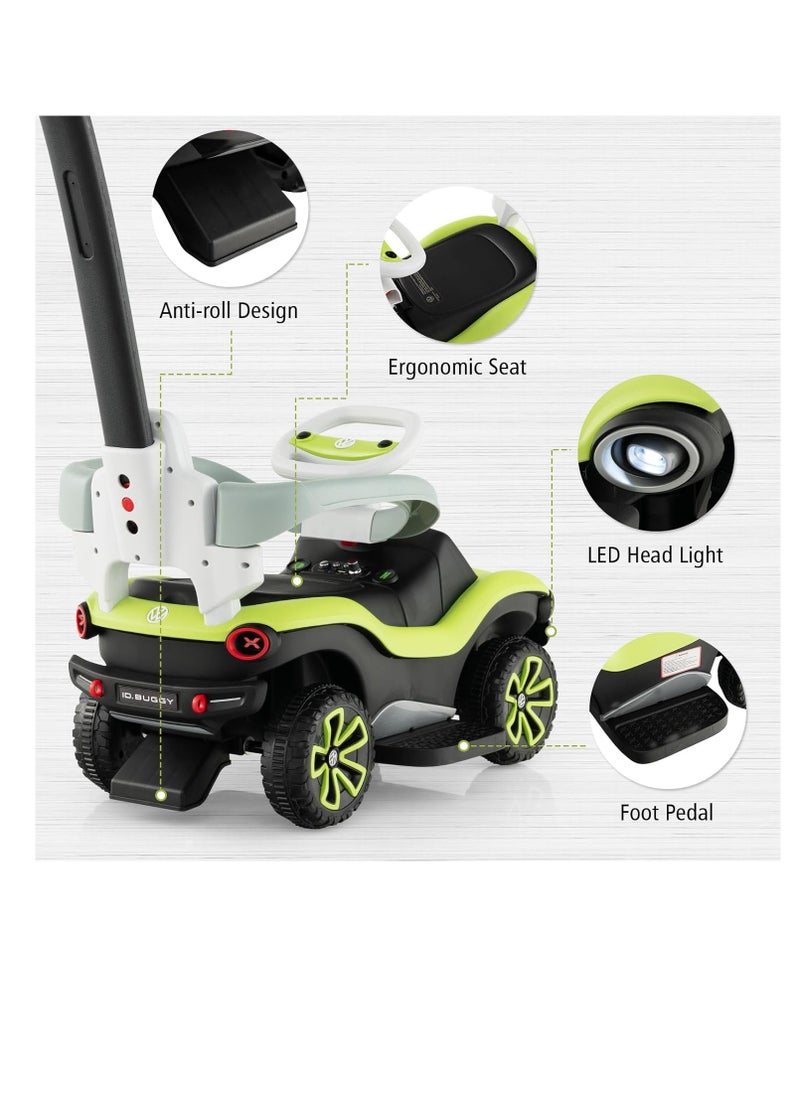 Ride on Push Car, 3 in 1 Licensed ID. Buggy Stroller Sliding Walking Car with Sun Canopy, Adjustable Handle, Guardrails, Foot-to-Floor Toy for 12-36 Months (Volkswagen)