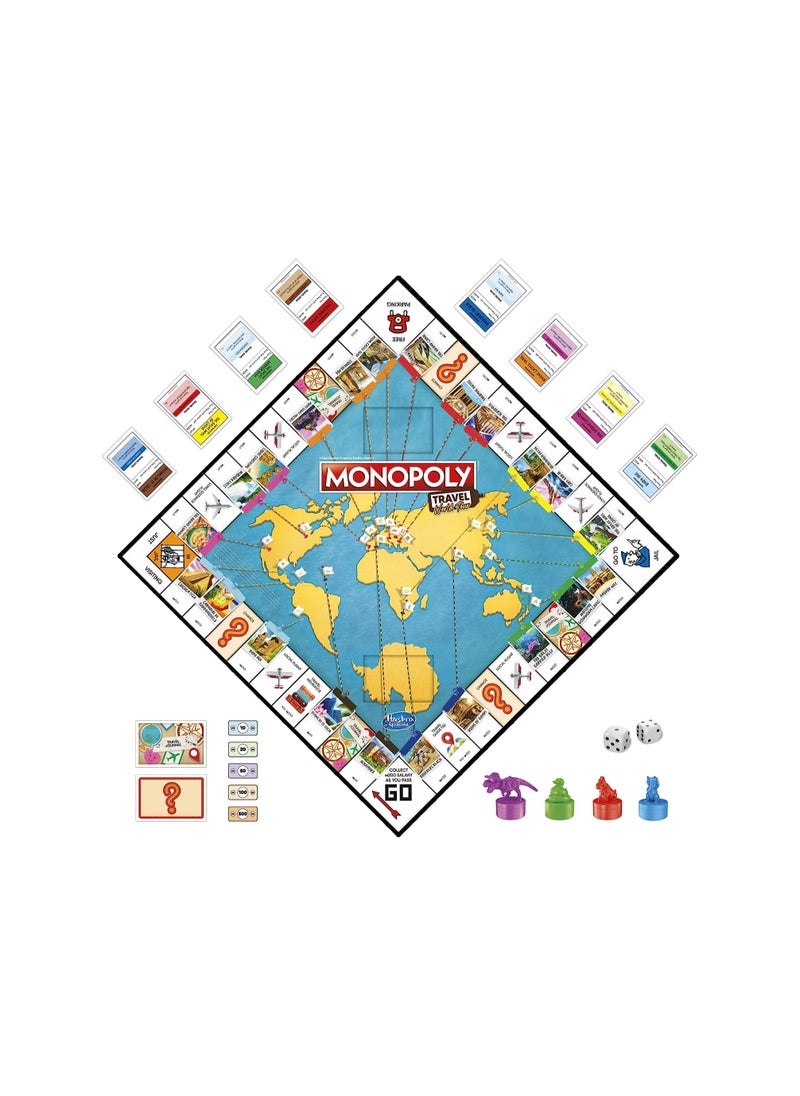 World Tour Monopoly Board Game, with Token Stampers and Dry-Erase Gameboard, Board Games