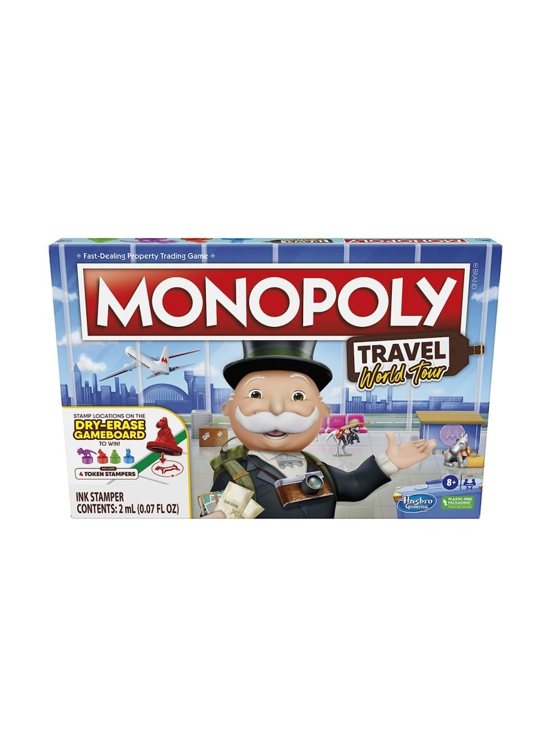 World Tour Monopoly Board Game, with Token Stampers and Dry-Erase Gameboard, Board Games