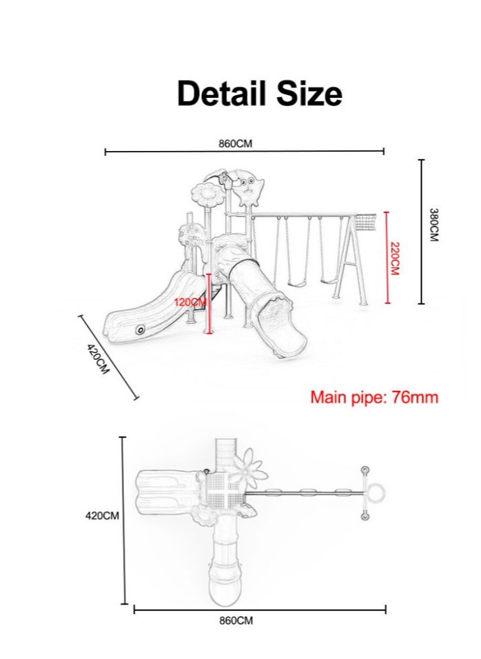 Multifunctional Children Slide And Swing Plastic Outdoor Preschool Playground Equipment