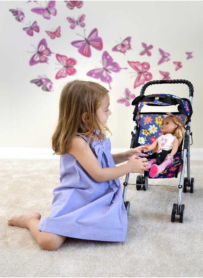 fash n kolor Exquisite Buggy, My First Baby Doll Stroller with Flower Design with Basket in The Bottom- 2 Free Magic Bottles Included