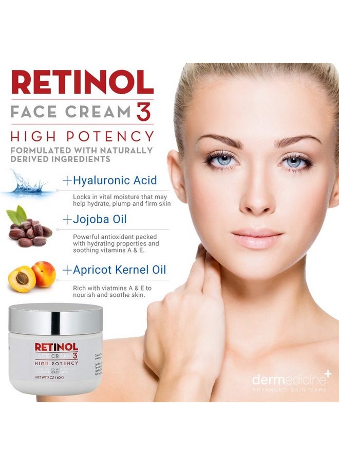 Retinol Cream For Face & Eye 3% Blend | Natural Anti Aging W/Jojoba Oil, Apricot Oil, Hyaluronic Acid & Squalane | Helps Smooth Fine Lines & Wrinkles & Brightens For Younger Skin