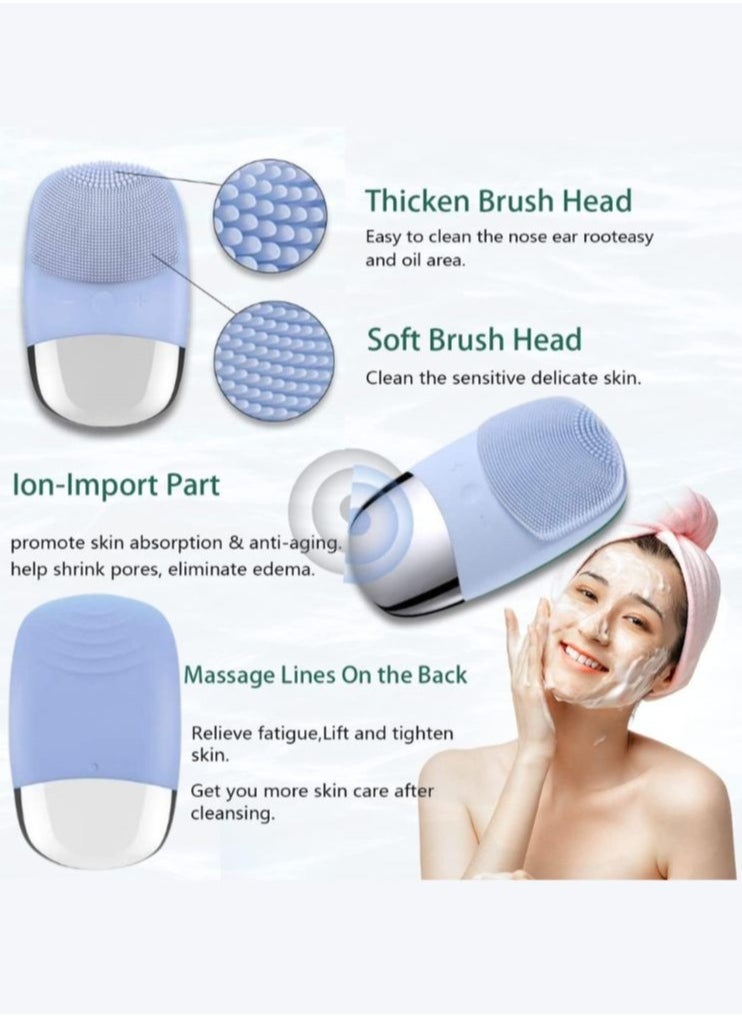 Nano Ionic Facial Steamer Home Facial SPA Face Sauna + Premium Ultrasonic Blackhead Remover Skin Scrubber Face Scrubber + Sonic Facial Cleansing Brush + Glow Deep Serum Rice + Arbutin 30ml