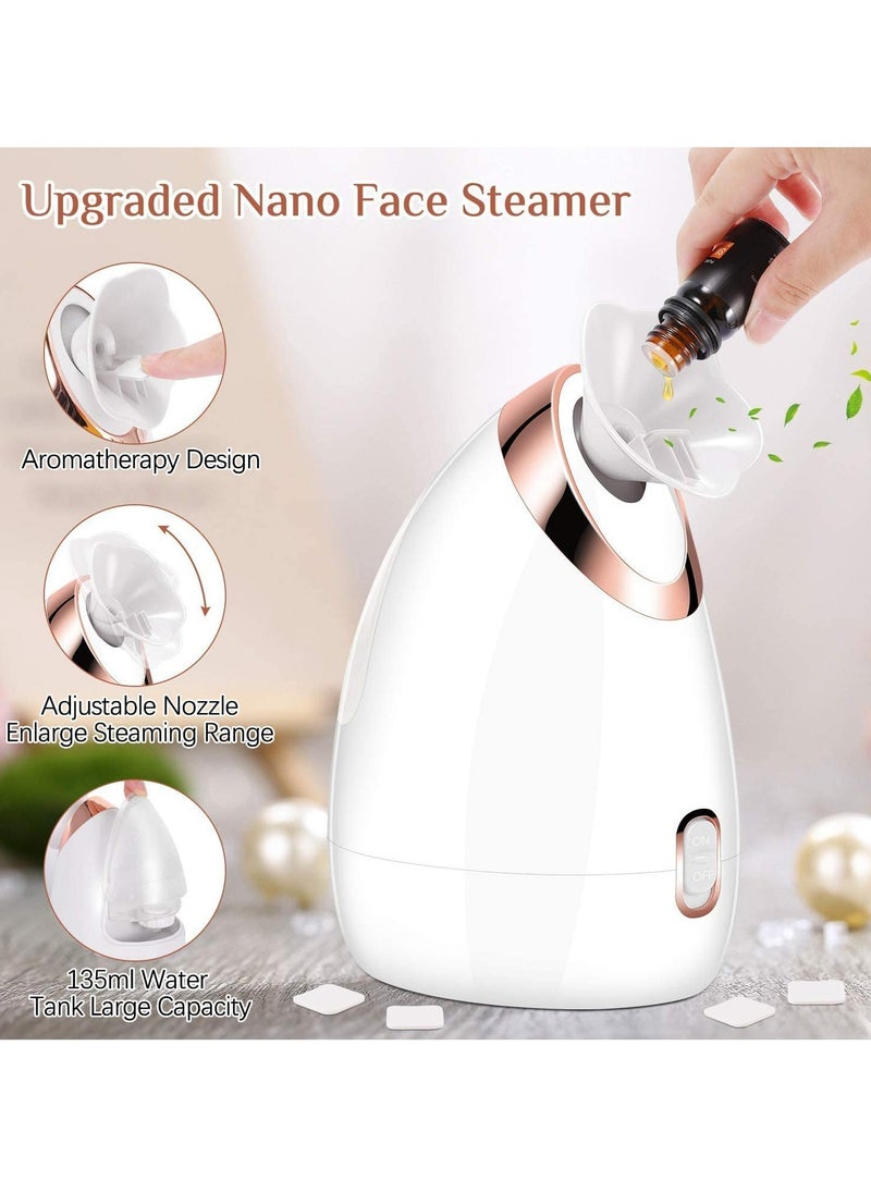 Nano Ionic Facial Steamer Home Facial SPA Face Sauna + Premium Ultrasonic Blackhead Remover Skin Scrubber Face Scrubber + Sonic Facial Cleansing Brush + Glow Deep Serum Rice + Arbutin 30ml