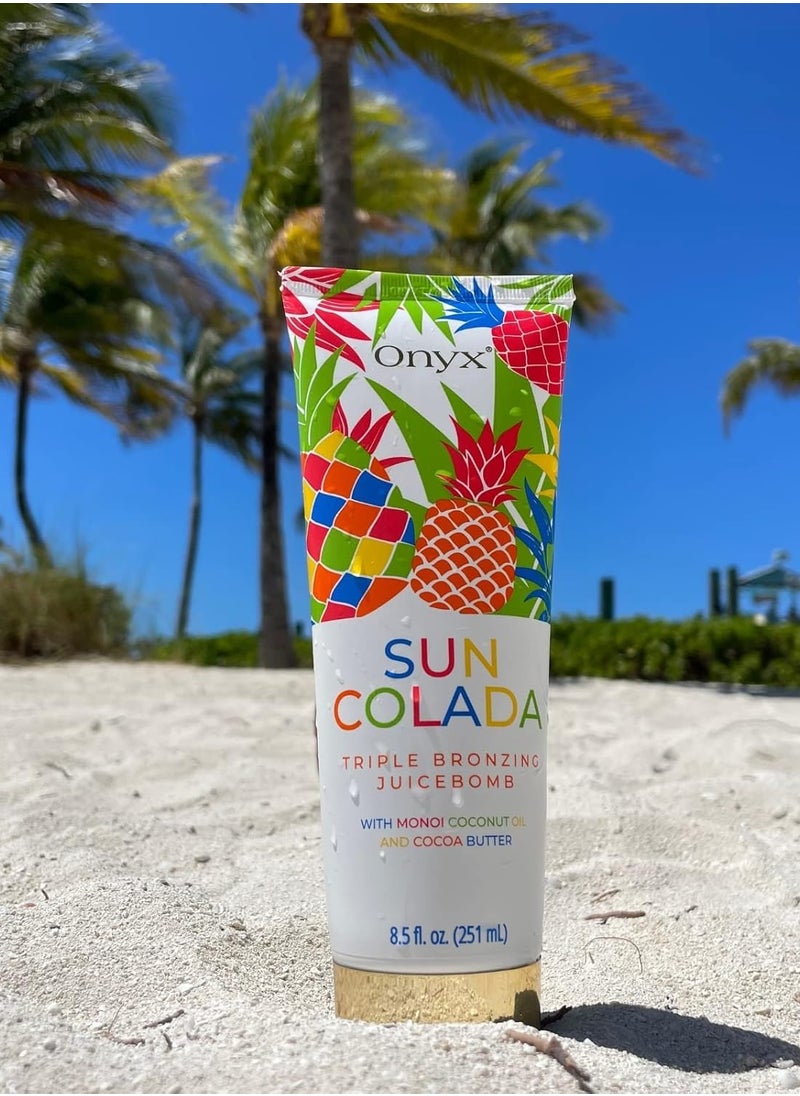 Onyx Suncolada Triple Bronzing Pineapple Tanning Bed Lotion - Indoor & Outdoor Bronzing with Natural Fruit Extracts, Hydrating, Moisturizing, Anti-Aging, Indoor Tanning Lotion with Bronzer