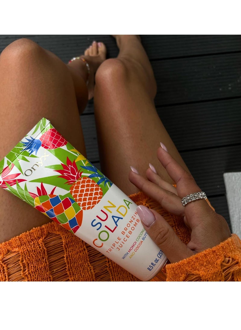 Onyx Suncolada Triple Bronzing Pineapple Tanning Bed Lotion - Indoor & Outdoor Bronzing with Natural Fruit Extracts, Hydrating, Moisturizing, Anti-Aging, Indoor Tanning Lotion with Bronzer