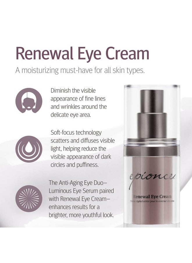 Renewal Eye Cream - Anti-Aging, Dark Circles & Puffiness, Hyaluronic Acid, Under Eye Brightener