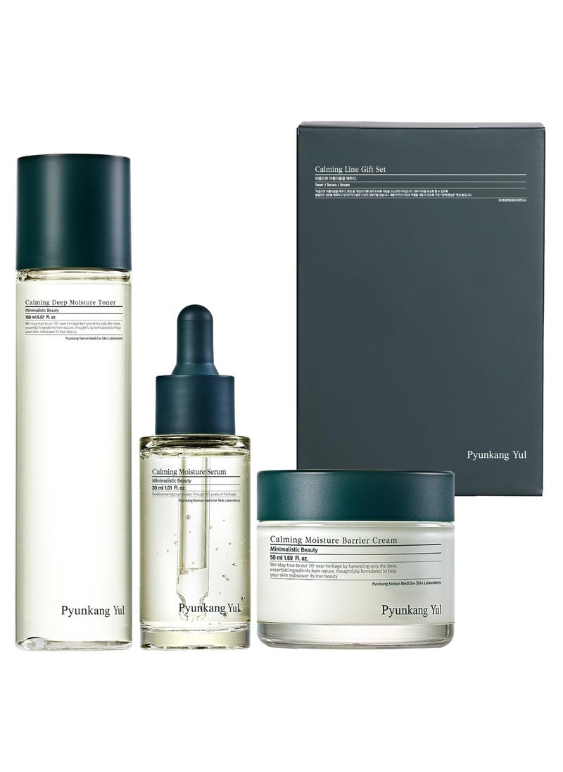 Pyunkang Yul Calming Line Gift Box Set-Korean Facial Skin Care Essential for Daily Moisturizing with Toner, Serum, Cream, Safe on Acne Prone & Sensitive Skin, Vegan & Cruelty Free