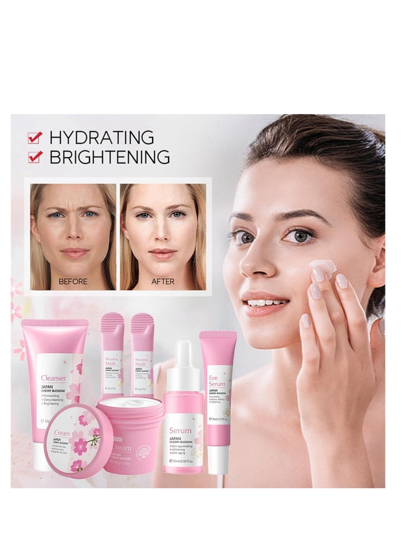 Skincare Gifts For Teenage Girls,Cherry Blossom Skincare Sets,Facial kit,Pamper Sets For Women Gifts,Skin Care Sets & Kits (One Size, Cherry Blossom-SetA-Base Moisturizing)