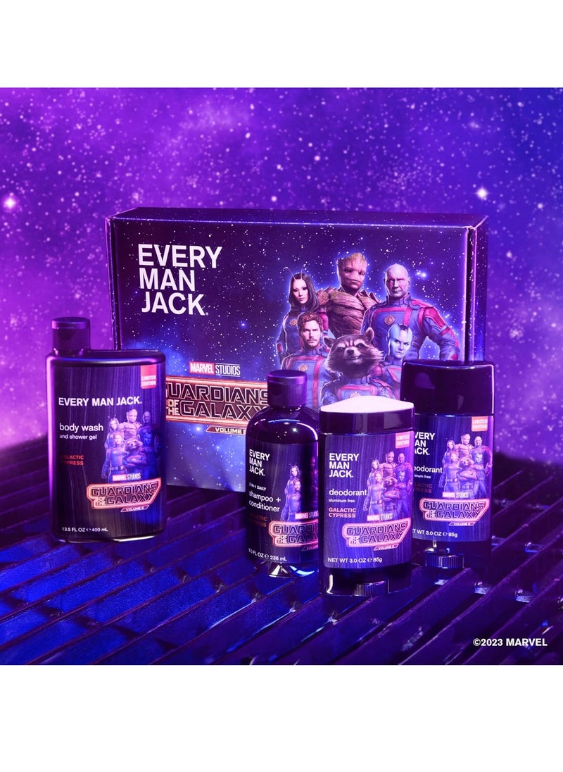 Every Man Jack Guardians of the Galaxy Body Set - Perfect for Every Guy & Marvel-Lover - Bath & Body Marvel Gift Set - Clean Ingredients & Incredible Scents - Body Wash, Shampoo & Deodorant - 2 Pack