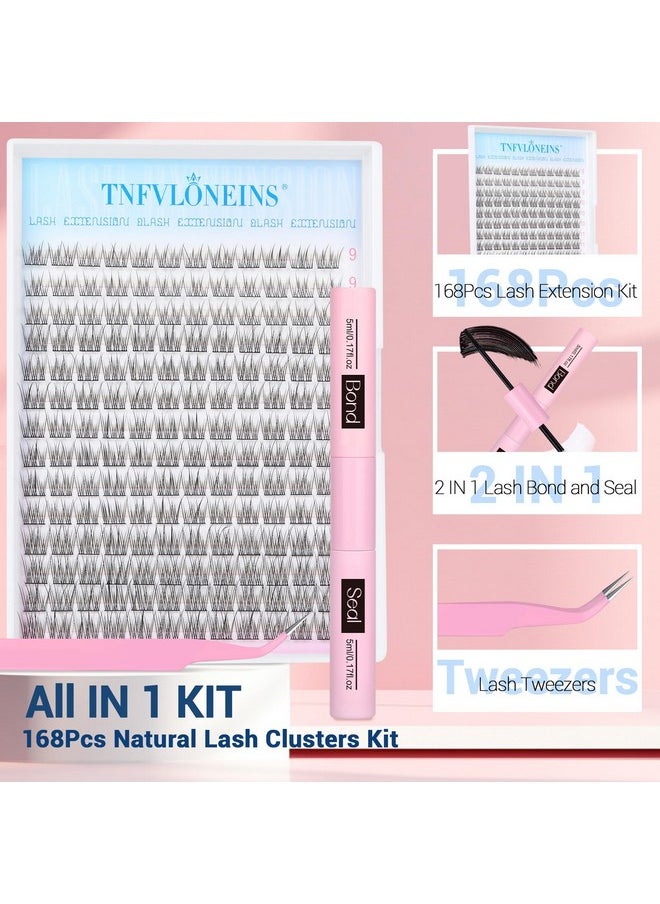 H Extension Kit 168Pcs Lash Clusters Kit Wispy Eyelash Extensions 9-12Mm Individual Lashes Extensions With Bond And Seal Lash Glue And Eyelash Extension Tweezers Diy At Home By Tnfvloneins